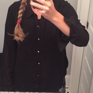 Tops - Sheer black button down shirt Tops - Sheer black button down shirt
